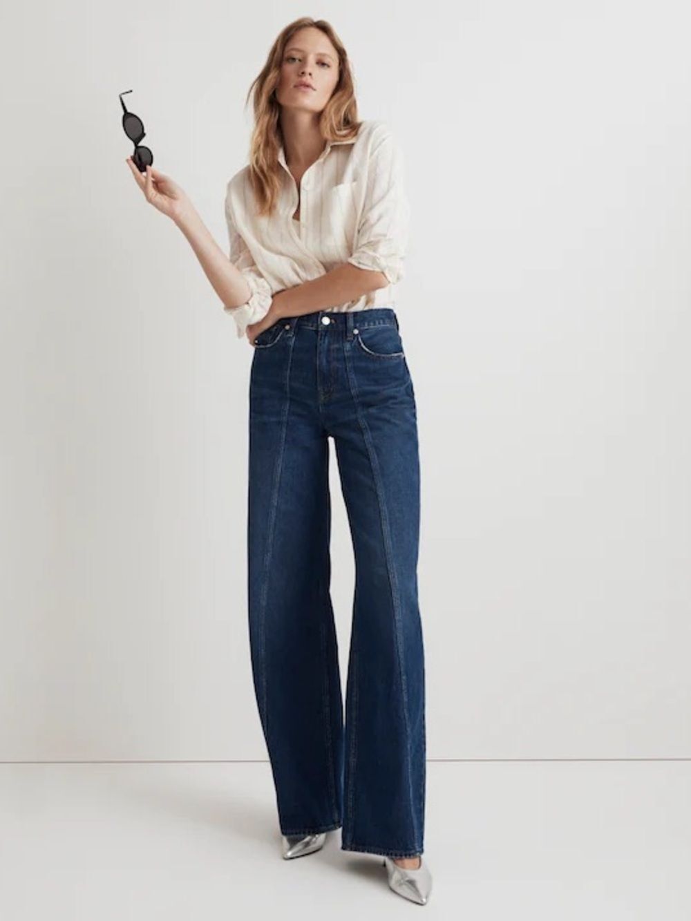 In Search of Madewell superwide leg jeans twisted seam edition size 24